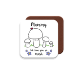 Mummy We Love You So MUSH – Mug, Card & Coaster Gift Sets - Cute Mushroom Mummy – Gift for Mum - Mum 3 Children