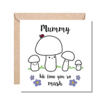 Mummy We Love You So MUSH – Mug, Card & Coaster Gift Sets - Cute Mushroom Mummy – Gift for Mum - Mum 3 Children