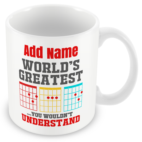 Novelty Gift For Guitar Players - World's Greatest Dad - Personalised Mug
