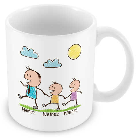 Daddy Mug with 2 Kids - Personalise with Names - Gift for Dads