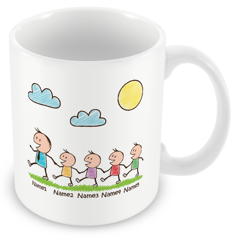 Daddy Mug with 4 Kids - Personalise with Names - Gift for Dads