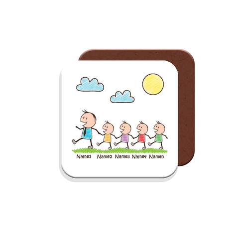 Personalised - Daddy Coaster with 4 Kids - Personalise with Names - Gift for Dads - Giftset - Made by MUGGZ in The UK