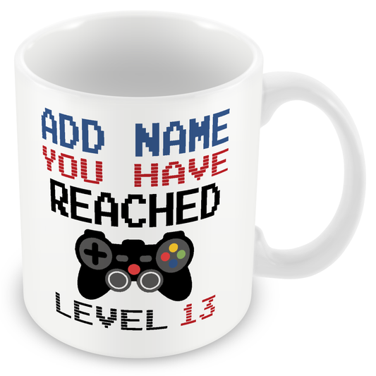 Personalised Birthday Gamer Mug - You Have Reached Level