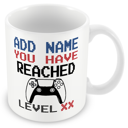 Personalised Birthday Gamer Mug - You Have Reached Level