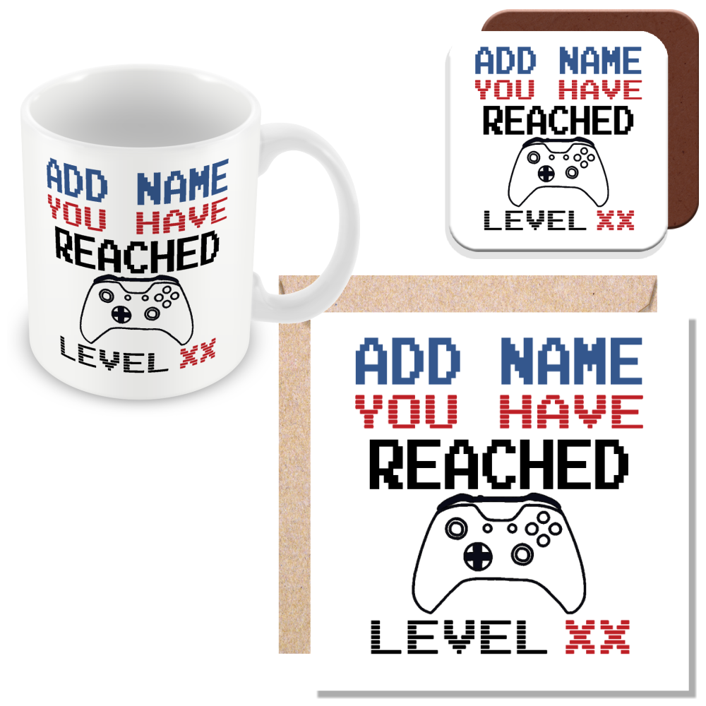 Personalised Birthday Gamer Mug - You Have Reached Level