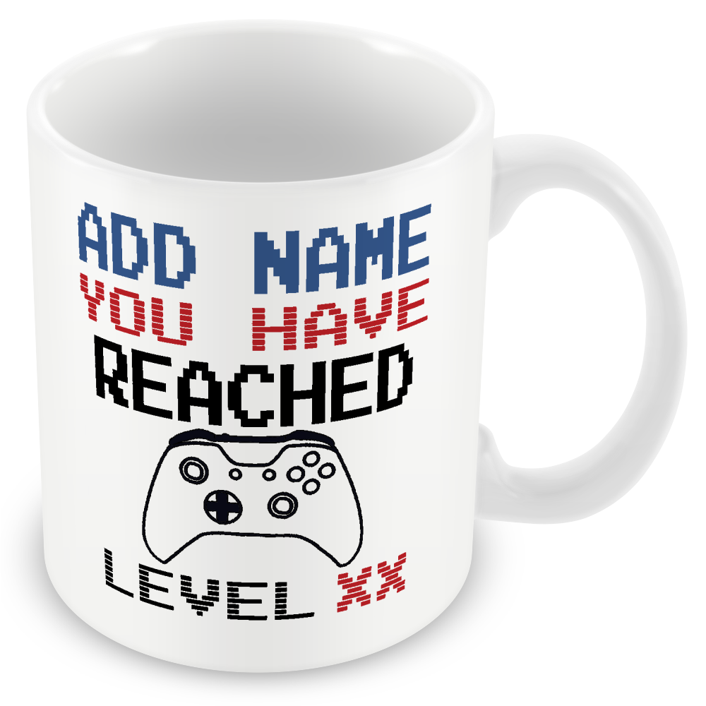 Personalised Birthday Gamer Mug - You Have Reached Level