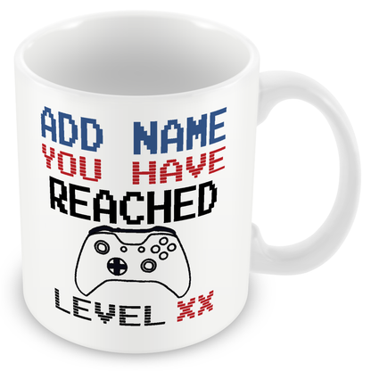 Personalised Birthday Gamer Mug - You Have Reached Level
