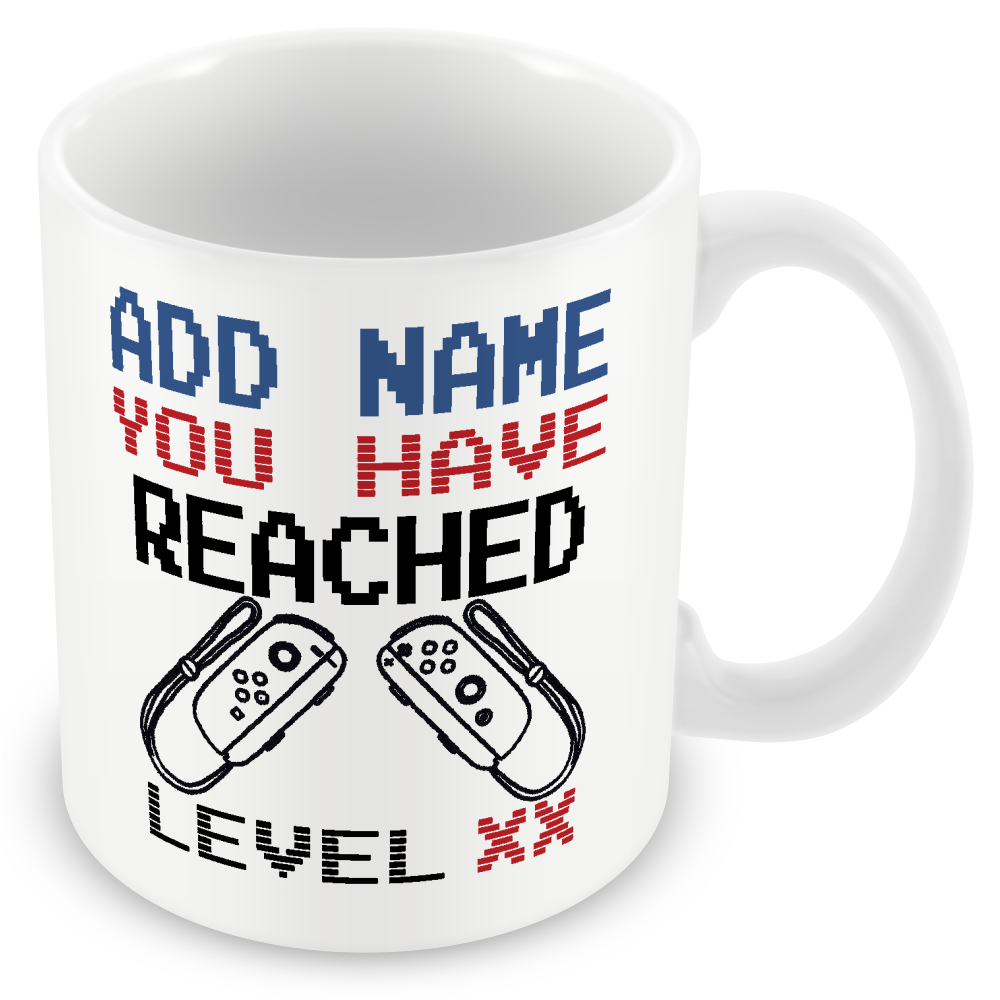 Personalised Birthday Gamer Mug - You Have Reached Level