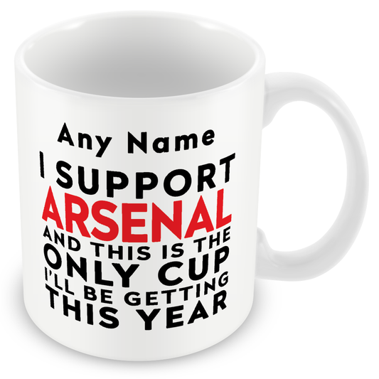 Personalised Funny Football Mug Gift – I Support and This is the Only Cup I’ll Be Getting This Year – Joke Present for Football Fans