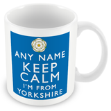 MUGGZ Personalised Keep Calm I’m from Yorkshire Flag Mug | Funny UK Gift Custom Name | Ceramic Coffee Tea Cup | 11oz Dishwasher Microwave Safe