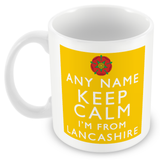 MUGGZ Personalised Keep Calm I’m from Lancashire Flag Mug | Funny UK Gift Custom Name | Ceramic Coffee Tea Cup | 11oz Dishwasher Microwave Safe (Copy)