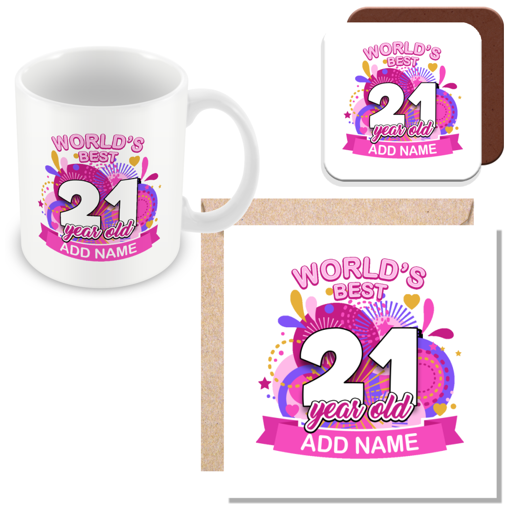 Personalised World's Best Birthday Mug for Men and Women - Pink or Blue