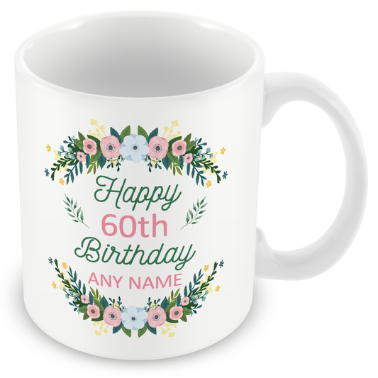 Personalised Birthday Floral Mug – Elegant Gift for Women