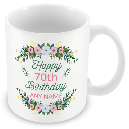 Personalised Birthday Floral Mug – Elegant Gift for Women