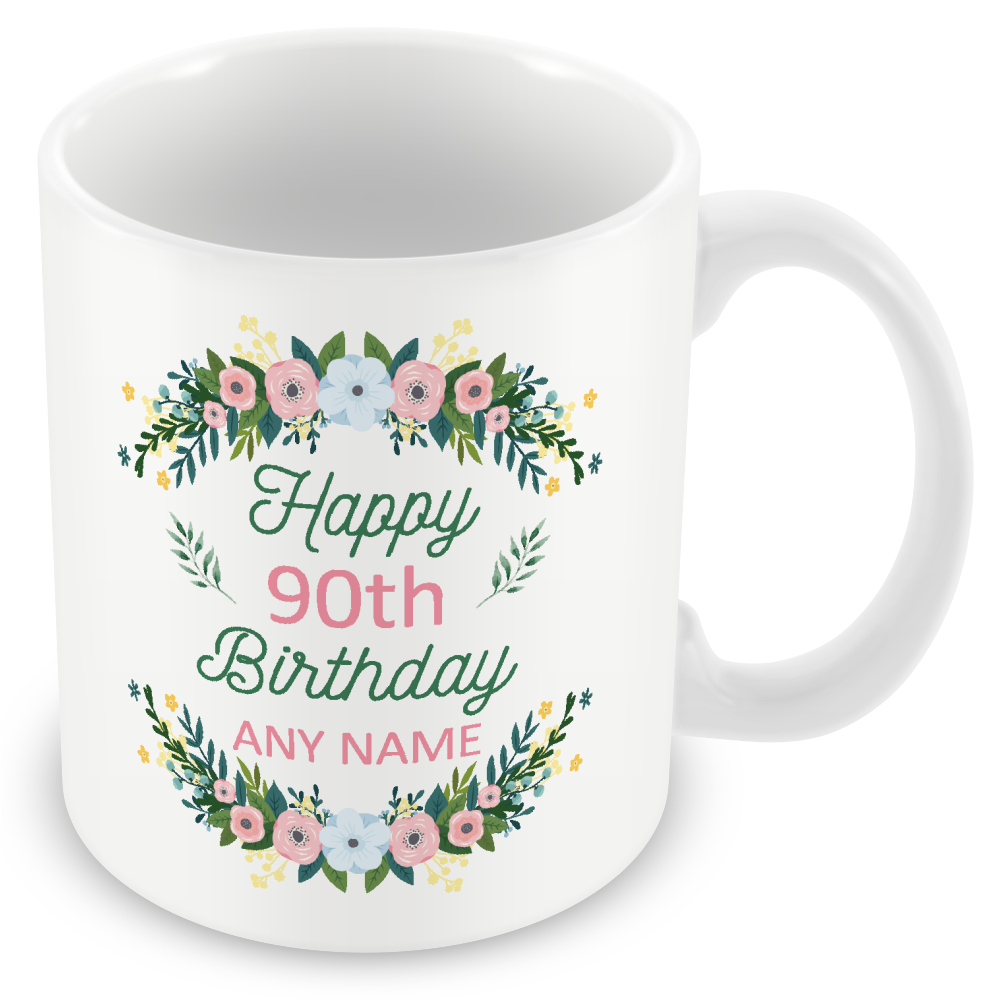 Personalised Birthday Floral Mug – Elegant Gift for Women