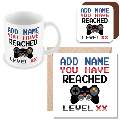 Personalised Birthday Gamer Mug - You Have Reached Level