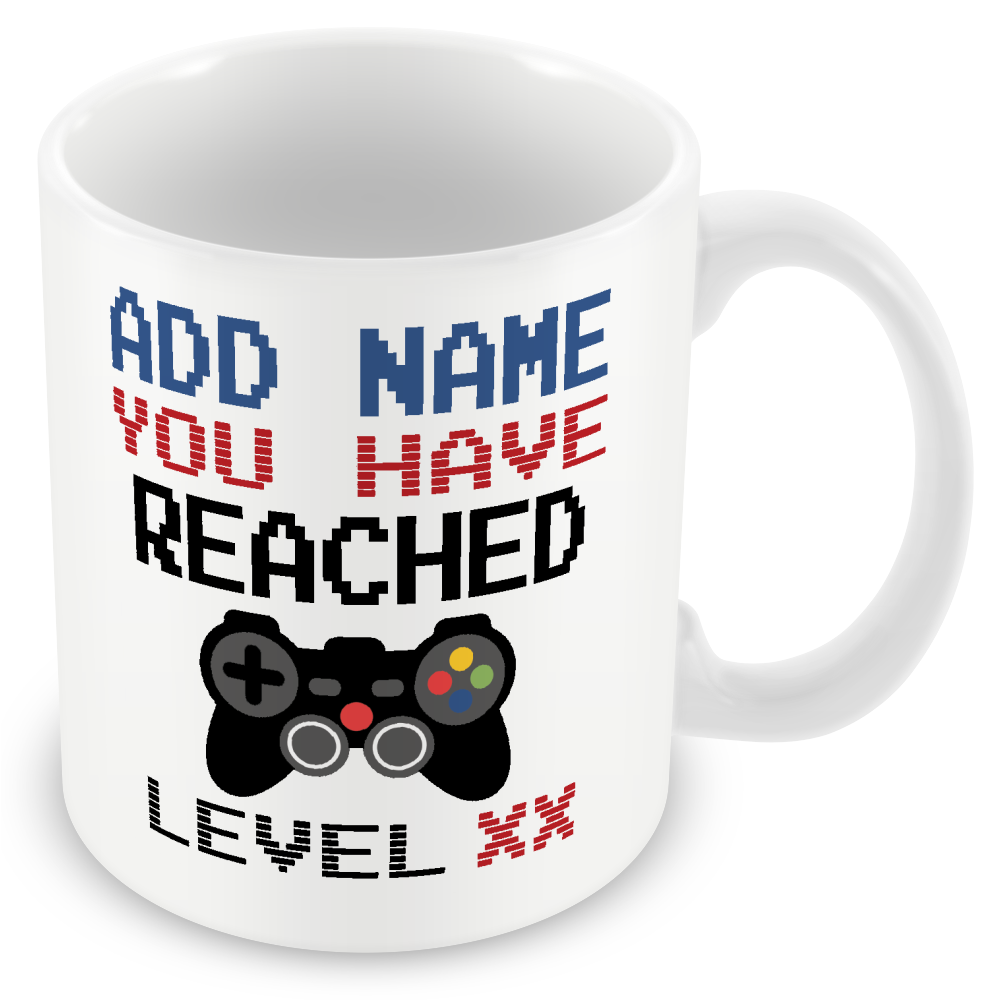 Personalised Birthday Gamer Mug - You Have Reached Level