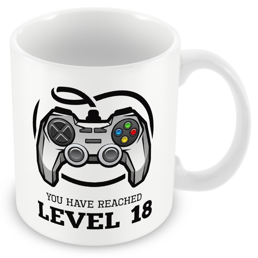 Gamer Level 18 Reached – 18th Birthday Mug Gift