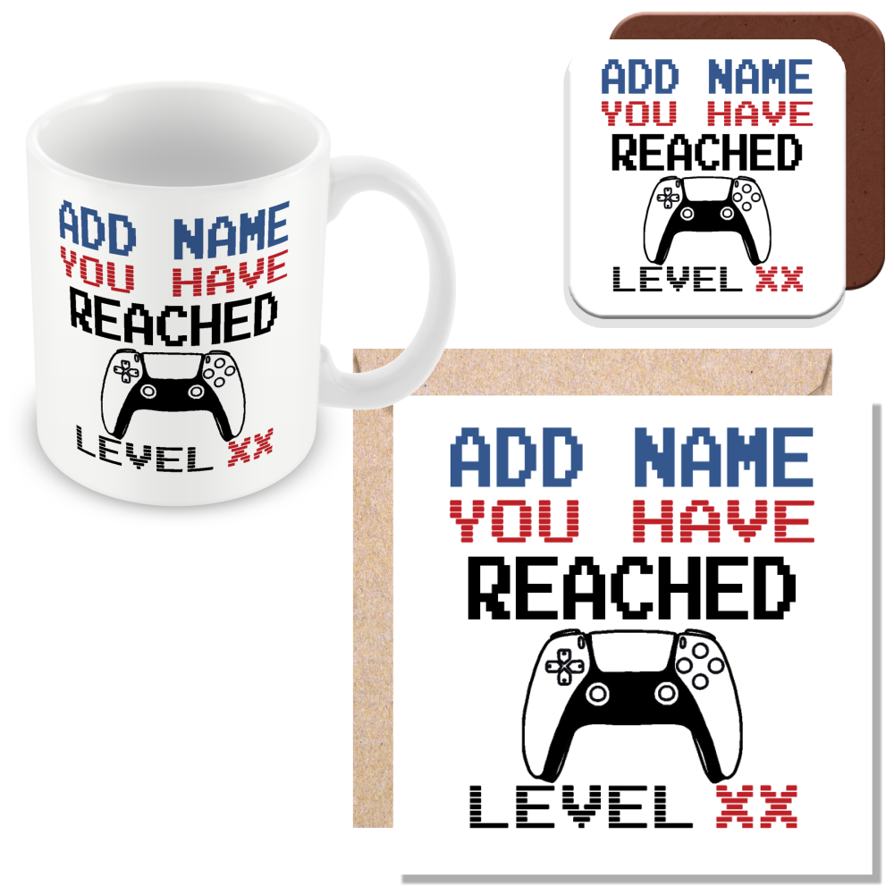 Personalised Birthday Gamer Mug - You Have Reached Level
