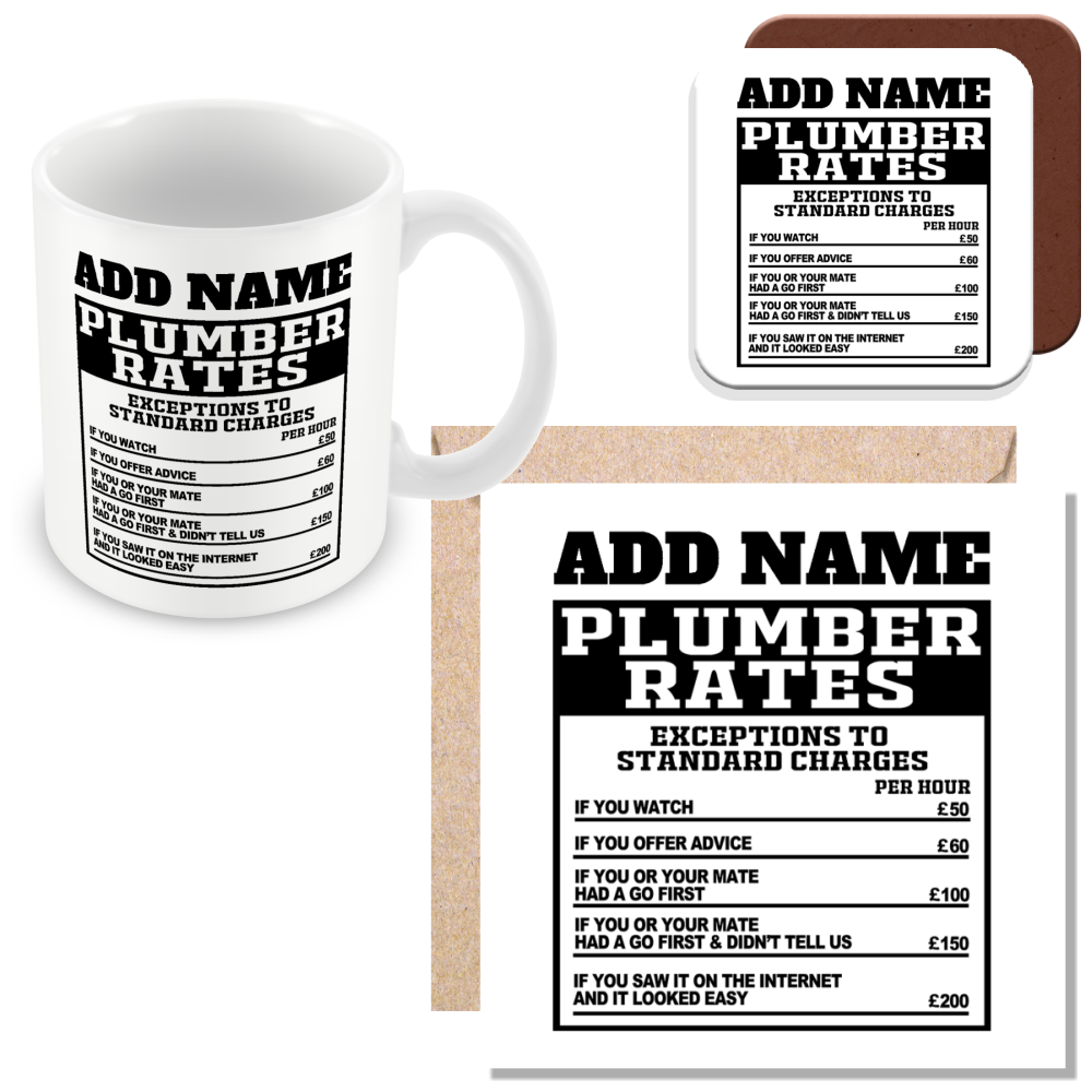 Plumber Mug Personalised Gift - Plumber Rates