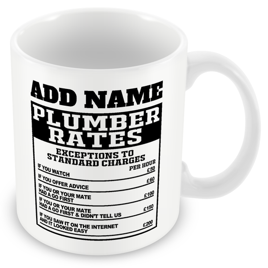 Plumber Mug Personalised Gift - Plumber Rates