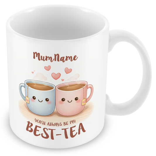 Personalised Best-Tea Gift for Mum – Cute Tea Cup Illustration