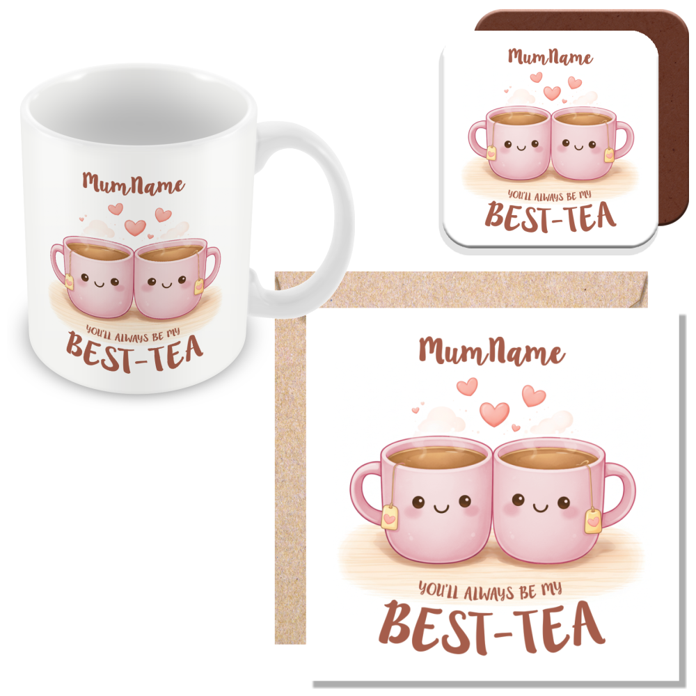 Personalised Best-Tea Gift for Mum – Cute Tea Cup Illustration