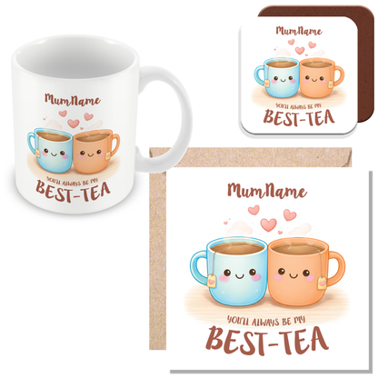 Personalised Best-Tea Gift for Mum – Cute Tea Cup Illustration