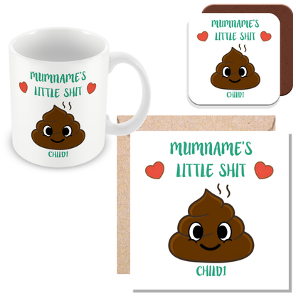 Personalised Funny Mum Gift - Cute Poo Character Design with Hearts