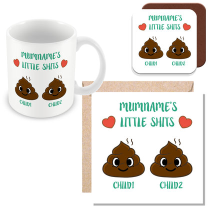 Personalised Funny Mum Gift - Cute Poo Character Design with Hearts
