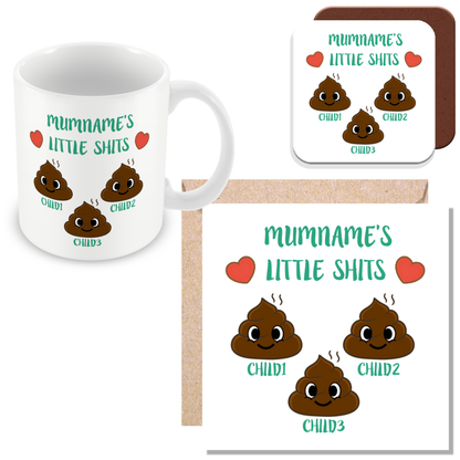 Personalised Funny Mum Gift - Cute Poo Character Design with Hearts
