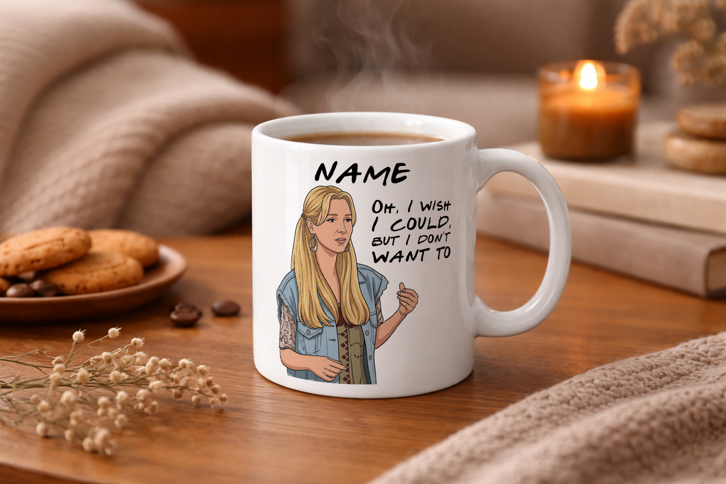 Friends Quote Mugs - Optional Black or Purple Handle, Coaster and Card