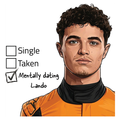 Lando Norris Relationship Status and Supporter Mugs - Optional Name, Handle Colour, Coaster and Card