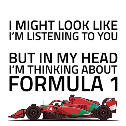 Funny Formula Racing Mug - Optional Name, Colour Handle, Coaster and Card