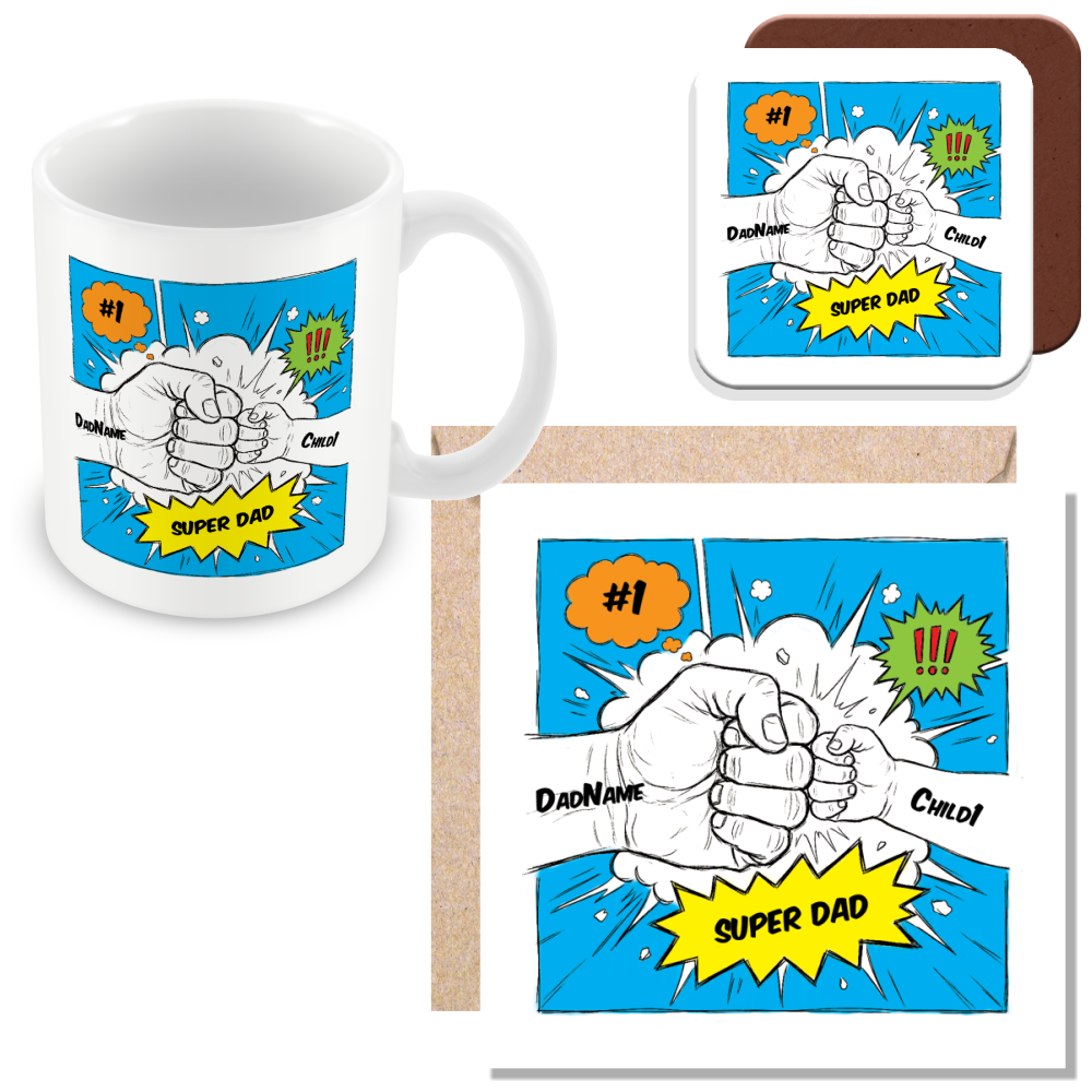 Personalised Dad Fist Bump Comic Style Mug for Dads