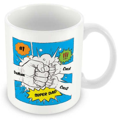 Personalised Dad Fist Bump Comic Style Mug for Dads