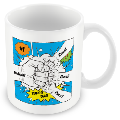 Personalised Dad Fist Bump Comic Style Mug for Dads