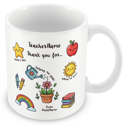 Personalised Teacher Mug – Double-Sided, Add Teacher & Child's Name