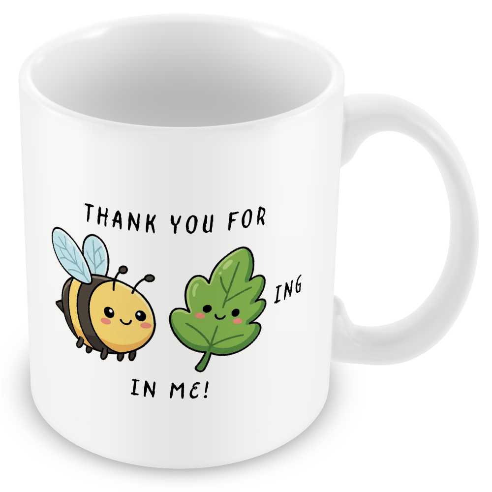 Personalised Funny Teacher Mug – Bee-Leafing in Me