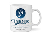 Aquarius Star Sign Mug - Personalised Zodiac Mug (January 20 – February 18)