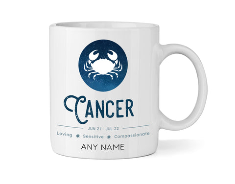 Cancer Star Sign Mug - Personalised Zodiac Mug (June 21 – July 22)