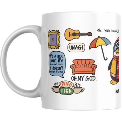 Friends Icons Mugs - Optional Black or Purple Handle, Coaster and Card