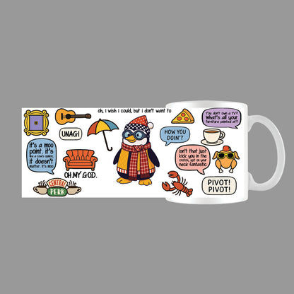 Friends Icons Mugs - Optional Black or Purple Handle, Coaster and Card