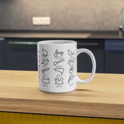 Formula 1 Tracks Mug - Personalised Name, Colour Handle