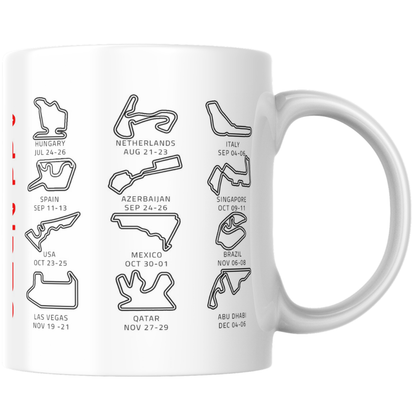 Formula 1 Tracks Mug - Personalised Name, Colour Handle