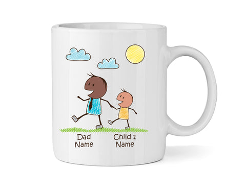 Dad Mug With One Son (version 2) - Personalised Family Mugs