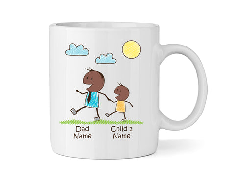 Dad Mug With One Son (version 3) - Personalised Family Mug