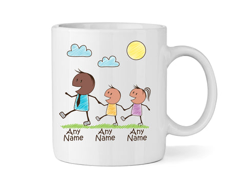 Dad Mug With Son & Daughter (Version Two) - Personalised Family Mug