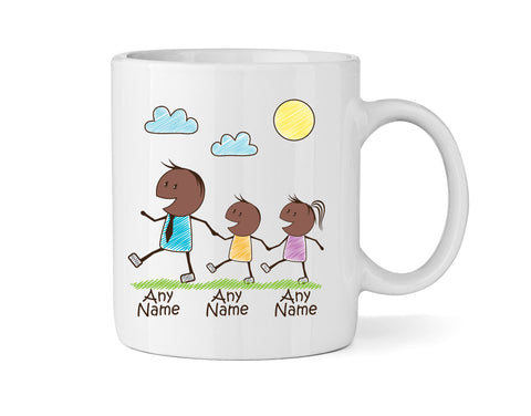 Dad Mug With Son & Daughter (Version Three) - Personalised Family Mug