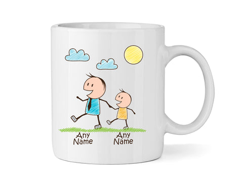 Dad Mug With One Son (Version One) -  Personalised Family Mugs